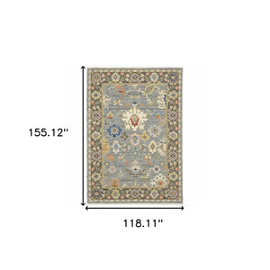 HomeRoots 6' Elegant Oriental Runner Rug in Blue, Ivory, and Red with Fringed Tassels for Hallways 10' X 13' 509351