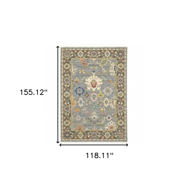HomeRoots 6' Elegant Oriental Runner Rug in Blue, Ivory, and Red with Fringed Tassels for Hallways 10' X 13' 509351