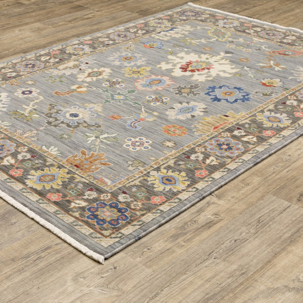 HomeRoots 6' Elegant Oriental Runner Rug in Blue, Ivory, and Red with Fringed Tassels for Hallways 10' X 13' 509351