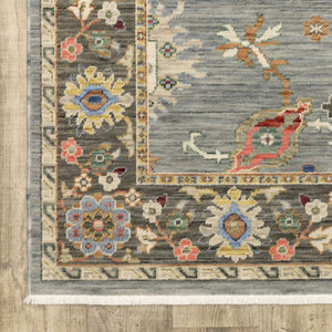 HomeRoots 6' Elegant Oriental Runner Rug in Blue, Ivory, and Red with Fringed Tassels for Hallways 10' X 13' 509351