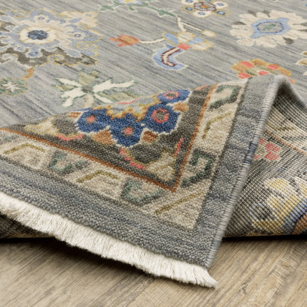 HomeRoots 6' Elegant Oriental Runner Rug in Blue, Ivory, and Red with Fringed Tassels for Hallways 10' X 13' 509351