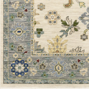 HomeRoots 6' Elegant Oriental Runner Rug in Blue, Ivory, and Red with Fringed Tassels for Hallways Ivory/ Blue 2' x 6' 509353