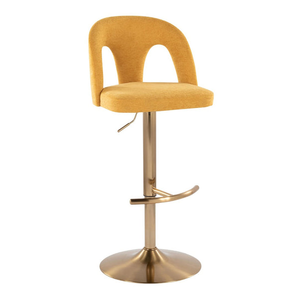 English Elm Adjustable Swivel Barstools Set of 2 White Fabric Padded Seats Chrome Base Yellow B202S01951