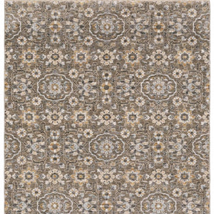HomeRoots 2' Grey and Tan Floral Power Loom Runner Rug with Fringe - Stain Resistant, Elegant Hallway Decor 5' X 8' 509362