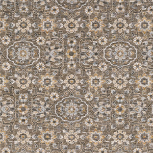 HomeRoots 2' Grey and Tan Floral Power Loom Runner Rug with Fringe - Stain Resistant, Elegant Hallway Decor 7' X 10' 509363