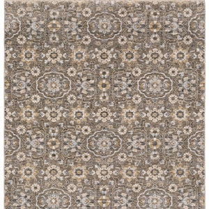 HomeRoots 2' Grey and Tan Floral Power Loom Runner Rug with Fringe - Stain Resistant, Elegant Hallway Decor 8' X 11' 509364