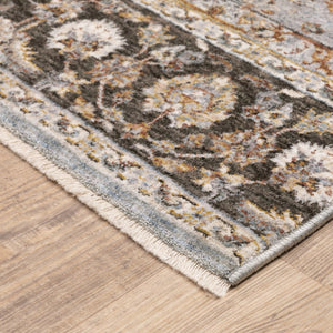 HomeRoots 2' Elegant Ivory and Blue Oriental Runner Rug - Stain Resistant, Durable, and Timeless Design 8' X 11' 509371