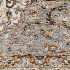 HomeRoots 2' Elegant Ivory and Blue Oriental Runner Rug - Stain Resistant, Durable, and Timeless Design 10' X 13' 509372