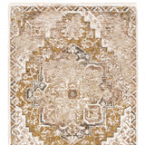 Homeroots 2' X 8' Gold And Ivory Oriental Power Loom Stain Resistant Runner Rug With Fringe  Polyester 509373