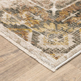 Homeroots 2' X 8' Gold And Ivory Oriental Power Loom Stain Resistant Runner Rug With Fringe  Polyester 509373