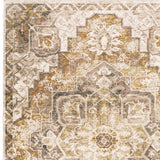 Homeroots 3' X 5' Gold And Ivory Oriental Power Loom Stain Resistant Area Rug With Fringe  Polyester 509375