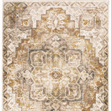 Homeroots 3' X 5' Gold And Ivory Oriental Power Loom Stain Resistant Area Rug With Fringe  Polyester 509375