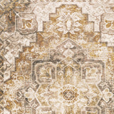 Homeroots 6' X 9' Gold And Ivory Oriental Power Loom Stain Resistant Area Rug With Fringe  Polyester 509377