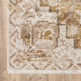 Homeroots 8' X 11' Gold And Ivory Oriental Power Loom Stain Resistant Area Rug With Fringe  Polyester 509378