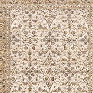 HomeRoots 2' Elegant Ivory and Gold Oriental Runner Rug – Stain-Resistant, Soft Cut Pile for High Traffic Areas 10' X 13' 509386