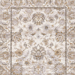 HomeRoots 2' Elegant Oriental Power Loom Runner Rug - Stain Resistant, Durable, Timeless Design for Any Space Ivory/ Grey 2'3" x 7'6" 509394