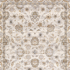 Homeroots 3' X 5' Ivory And Grey Oriental Power Loom Stain Resistant Area Rug With Fringe Ivory,Grey Polyester 509396