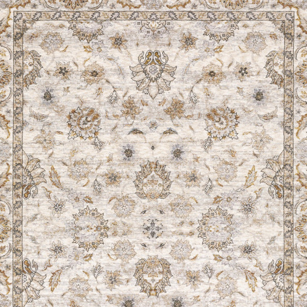 Homeroots 3' X 5' Ivory And Grey Oriental Power Loom Stain Resistant Area Rug With Fringe Ivory,Grey Polyester 509396