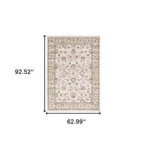 HomeRoots 2' Elegant Oriental Power Loom Runner Rug - Stain Resistant, Durable, Timeless Design for Any Space 5' X 8' 509397