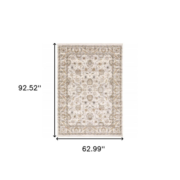 HomeRoots 2' Elegant Oriental Power Loom Runner Rug - Stain Resistant, Durable, Timeless Design for Any Space 5' X 8' 509397