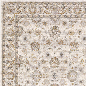 Homeroots 6' X 9' Ivory And Grey Oriental Power Loom Stain Resistant Area Rug With Fringe Ivory,Grey Polyester 509398