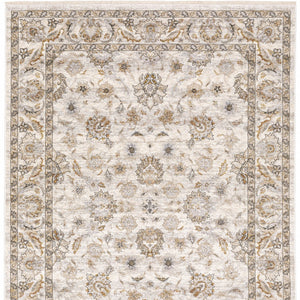 Homeroots 6' X 9' Ivory And Grey Oriental Power Loom Stain Resistant Area Rug With Fringe Ivory,Grey Polyester 509398