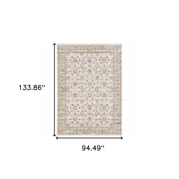 HomeRoots 2' Elegant Oriental Power Loom Runner Rug - Stain Resistant, Durable, Timeless Design for Any Space 8' X 11' 509399