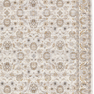 Homeroots 8' X 11' Ivory And Grey Oriental Power Loom Stain Resistant Area Rug With Fringe Ivory,Grey Polyester 509399