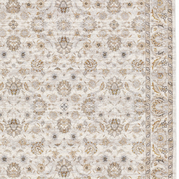 Homeroots 8' X 11' Ivory And Grey Oriental Power Loom Stain Resistant Area Rug With Fringe Ivory,Grey Polyester 509399