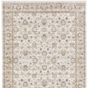 Homeroots 8' X 11' Ivory And Grey Oriental Power Loom Stain Resistant Area Rug With Fringe Ivory,Grey Polyester 509399