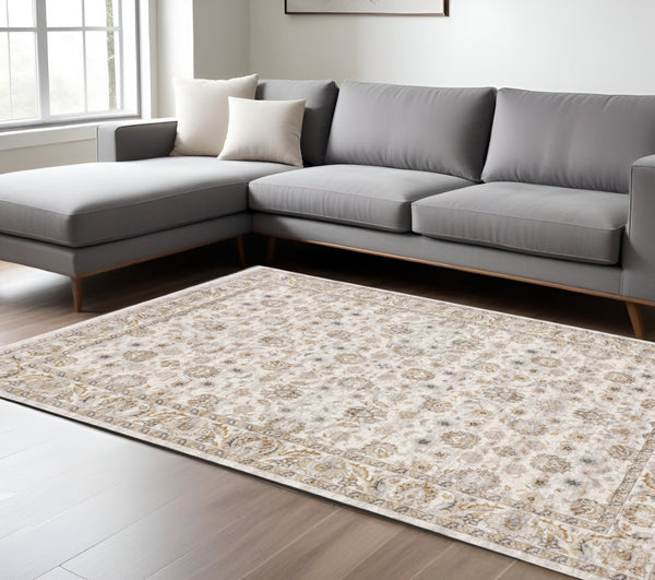 HomeRoots 2' Elegant Oriental Power Loom Runner Rug - Stain Resistant, Durable, Timeless Design for Any Space 8' X 11' 509399