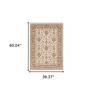 HomeRoots 2' X 8' Elegant Rust and Ivory Oriental Runner Rug – Stain Resistant, Durable, and Timeless Design 3' x 5' 509409