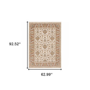 HomeRoots 2' X 8' Elegant Rust and Ivory Oriental Runner Rug – Stain Resistant, Durable, and Timeless Design 5' X 8' 509410