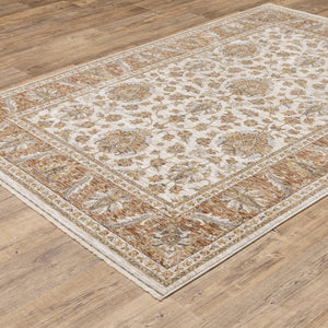 Homeroots 6' X 9' Rust And Ivory Oriental Power Loom Stain Resistant Area Rug With Fringe Rust,Ivory Polyester 509411