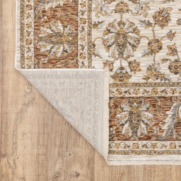 HomeRoots 2' X 8' Elegant Rust and Ivory Oriental Runner Rug – Stain Resistant, Durable, and Timeless Design 7' X 10' 509411