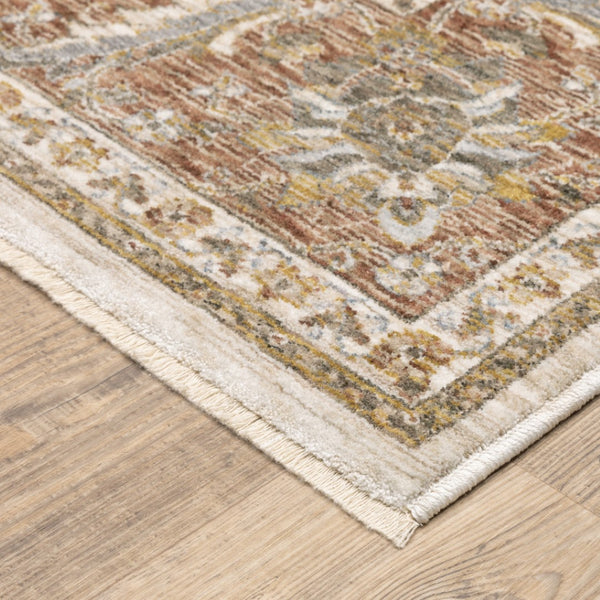 HomeRoots 2' X 8' Elegant Rust and Ivory Oriental Runner Rug – Stain Resistant, Durable, and Timeless Design 8' X 11' 509412