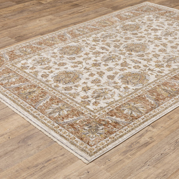 HomeRoots 2' X 8' Elegant Rust and Ivory Oriental Runner Rug – Stain Resistant, Durable, and Timeless Design 8' X 11' 509412