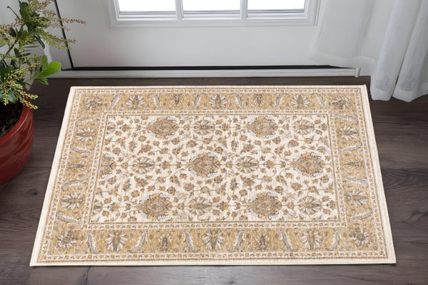 HomeRoots 2' X 8' Elegant Rust and Ivory Oriental Runner Rug – Stain Resistant, Durable, and Timeless Design 3' x 5' 509416