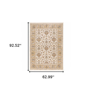 HomeRoots 2' X 8' Elegant Rust and Ivory Oriental Runner Rug – Stain Resistant, Durable, and Timeless Design 5' X 8' 509417