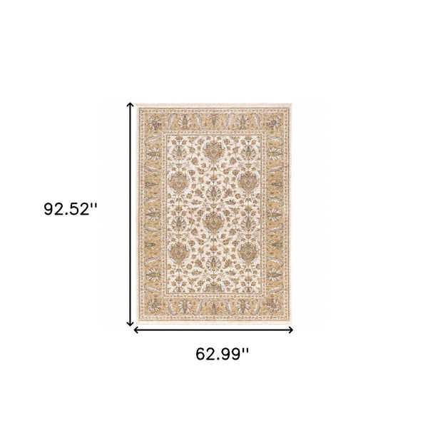 HomeRoots 2' X 8' Elegant Rust and Ivory Oriental Runner Rug – Stain Resistant, Durable, and Timeless Design 5' X 8' 509417