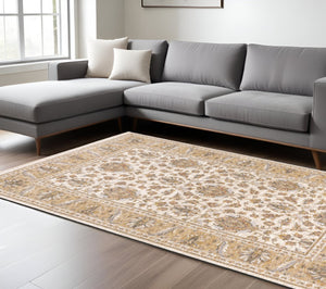 HomeRoots 2' X 8' Elegant Rust and Ivory Oriental Runner Rug – Stain Resistant, Durable, and Timeless Design 8' X 11' 509419