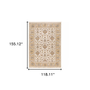 HomeRoots 2' X 8' Elegant Rust and Ivory Oriental Runner Rug – Stain Resistant, Durable, and Timeless Design 10' X 13' 509420