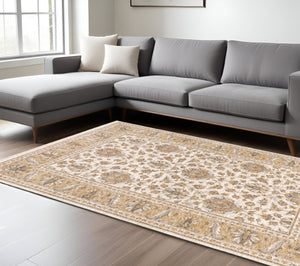 HomeRoots 2' X 8' Elegant Rust and Ivory Oriental Runner Rug – Stain Resistant, Durable, and Timeless Design 10' X 13' 509420