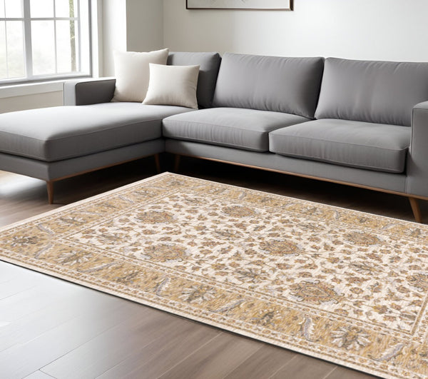 HomeRoots 2' X 8' Elegant Rust and Ivory Oriental Runner Rug – Stain Resistant, Durable, and Timeless Design 10' X 13' 509420