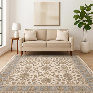 HomeRoots 2' X 8' Elegant Rust and Ivory Oriental Runner Rug – Stain Resistant, Durable, and Timeless Design 5' X 8' 509424
