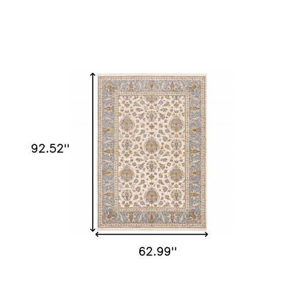 HomeRoots 2' X 8' Elegant Rust and Ivory Oriental Runner Rug – Stain Resistant, Durable, and Timeless Design 5' X 8' 509424