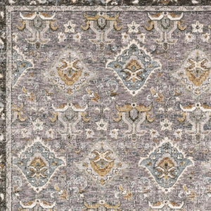 HomeRoots 2' Elegant Grey and Blue Oriental Runner Rug - Stain-Resistant, Power-Loomed, Tassel Fringe Design 3' x 5' 509430
