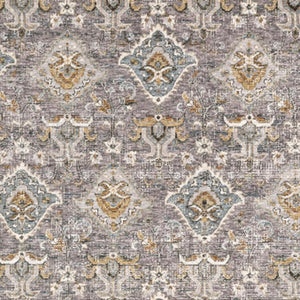 HomeRoots 2' Elegant Grey and Blue Oriental Runner Rug - Stain-Resistant, Power-Loomed, Tassel Fringe Design 5' X 8' 509431