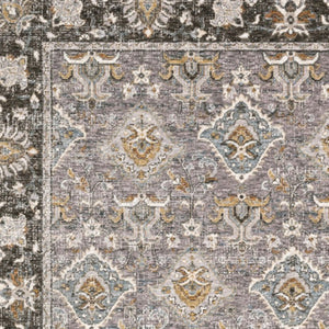 HomeRoots 2' Elegant Grey and Blue Oriental Runner Rug - Stain-Resistant, Power-Loomed, Tassel Fringe Design 7' X 10' 509432