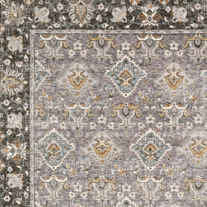 HomeRoots 2' Elegant Grey and Blue Oriental Runner Rug - Stain-Resistant, Power-Loomed, Tassel Fringe Design 7' X 10' 509432